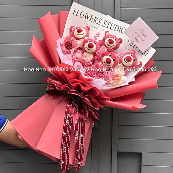 Bó Hoa Gấu Bông - Gấu Dâu 5 Con - 26