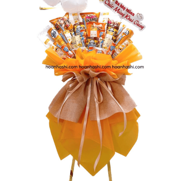 Bó Hoa Bánh Kẹo Sinh Nhật - Tone Vàng Cam - 42