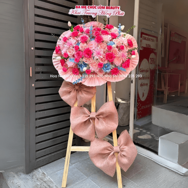 Kệ Hoa Hồng Sáp Khai Trương - Tone Hồng - 48