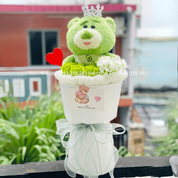 Bó Hoa Gấu Bông - Tone Xanh Lá - 60