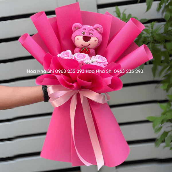 Hoa Gấu Bông  - Tone Hồng - 75