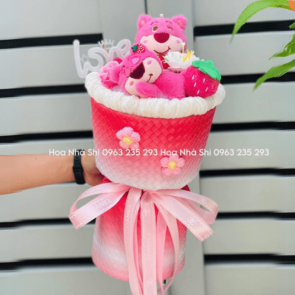 Bó Hoa Gấu Bông - Gấu Dâu 2 Con - 82