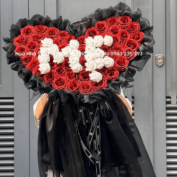 Bó Hoa Nhũ Kim Tuyến Trái Tim Tặng Mẹ - Tone Đỏ - 99