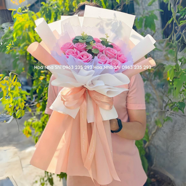Bó Hoa Hồng Sáp - Tone Hồng - 107
