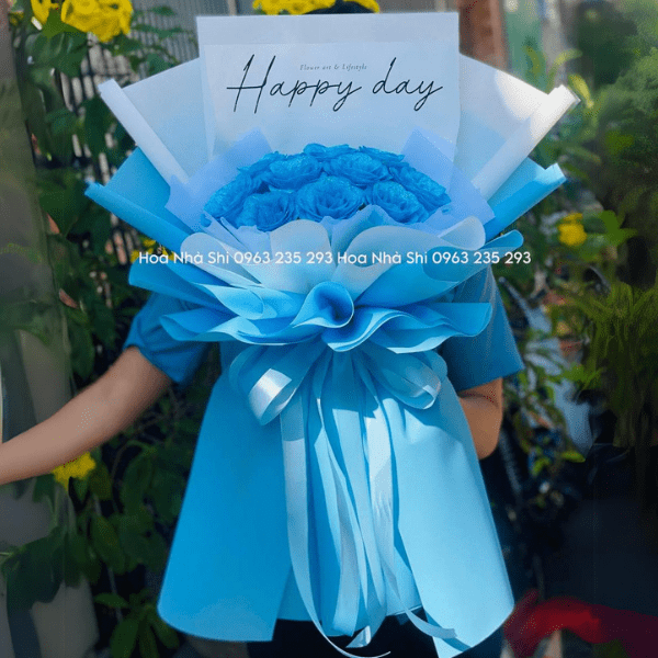 Bó Hoa Nhũ Kim Tuyến - Tone Xanh Dương - 112