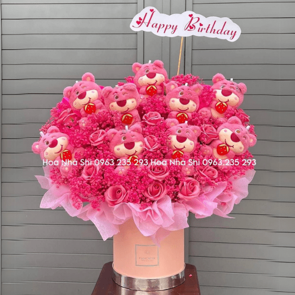 Hộp Hoa Gấu Bông - Gâu Dâu 9 Con - 114