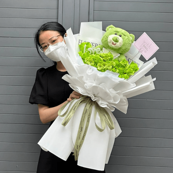 Bó Hoa Gấu Bông - Tone Xanh Lá - 123