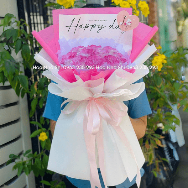 Bó Hoa Nhũ Kim Tuyến - Màu Hồng - 132