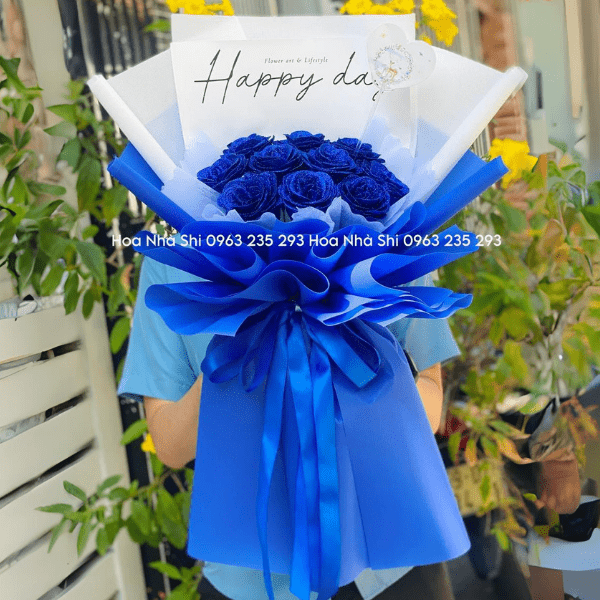 Hoa Hồng Nhũ Kim Tuyến - Màu Xanh Dương - 133