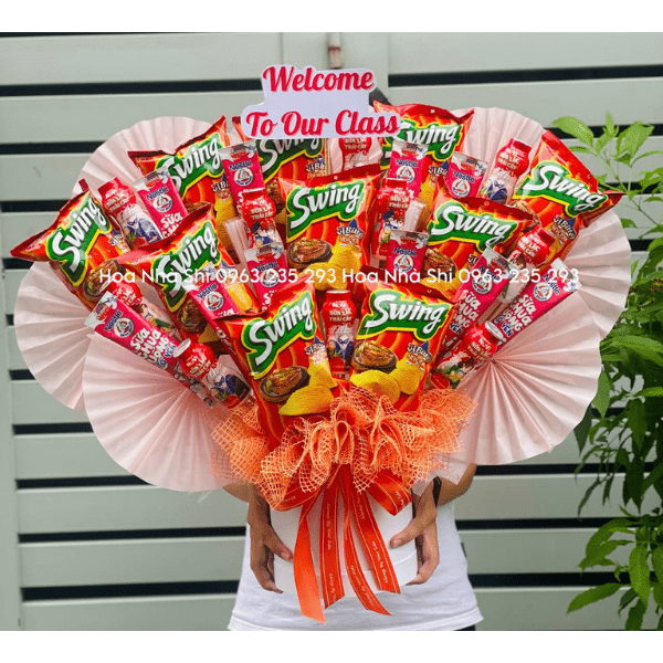 Bó Hoa Bánh Kẹo Sinh Nhật - Tone Cam - 139