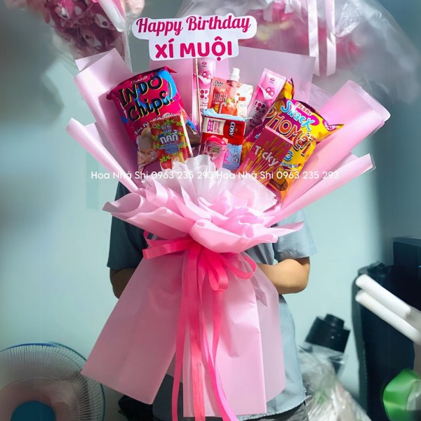 Bó Hoa Bánh Kẹo Sinh Nhật - Tone Hồng - 157