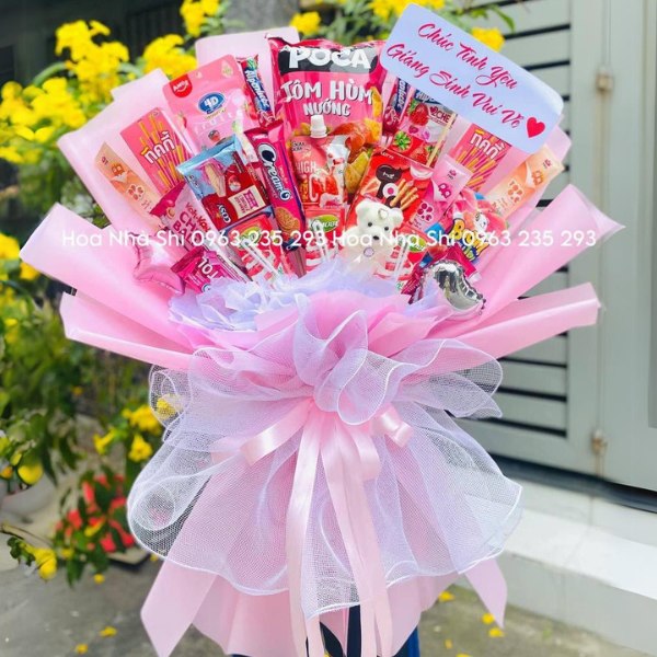 Bó Hoa Bánh Kẹo Sinh Nhật - Tone Hồng - 166