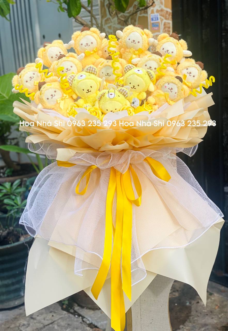 Bó Hoa Gấu Bông To - Tone Vàng - 186