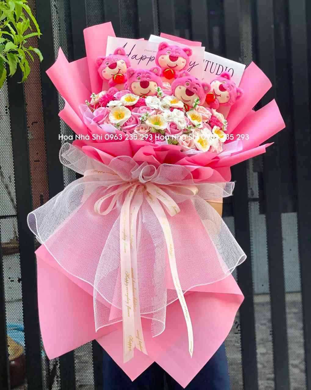 Bó Hoa Gấu Bông - Gấu Dâu 5 Con - 198