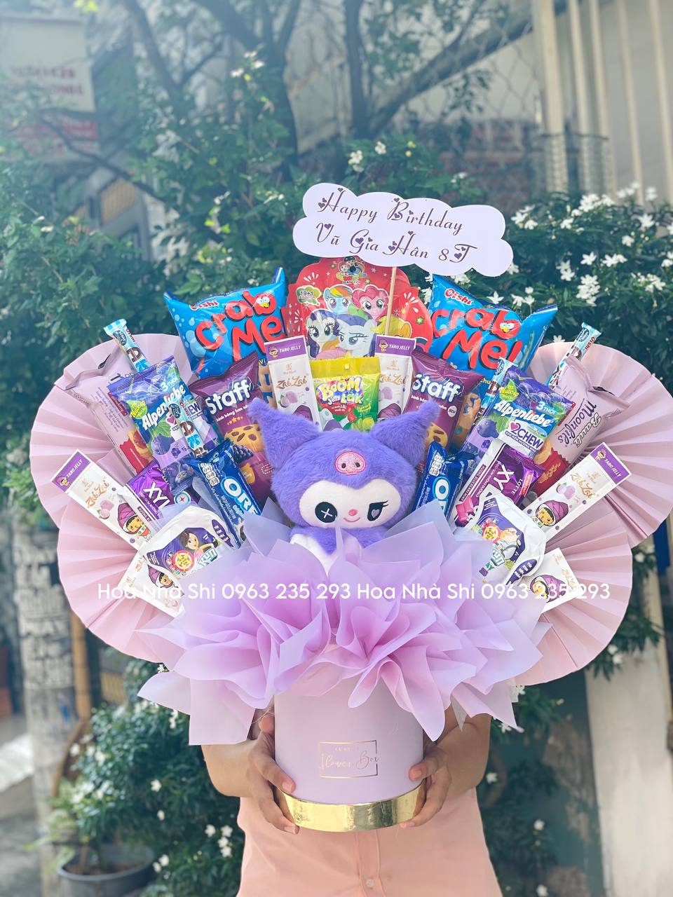 Bó Hoa Bánh Kẹo Sinh Nhật Màu Tím Kuromi - 225