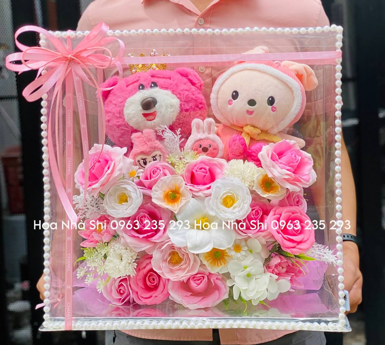 Hộp Hoa Sáp Thơm Gấu Bông Mika - 252