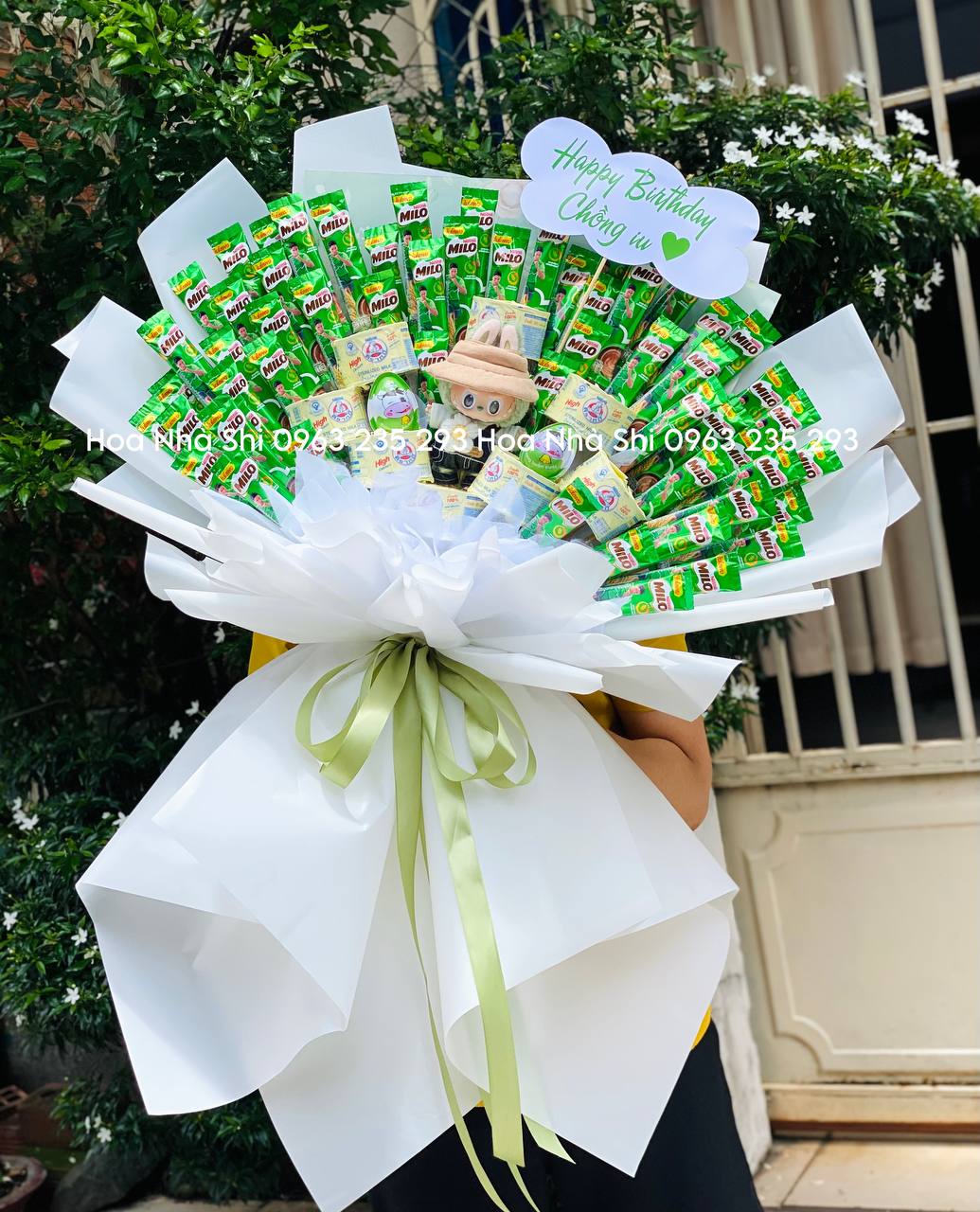 Bó Hoa Bánh Kẹo Sinh Nhật Mix Labubu Màu Xanh Lá - 263