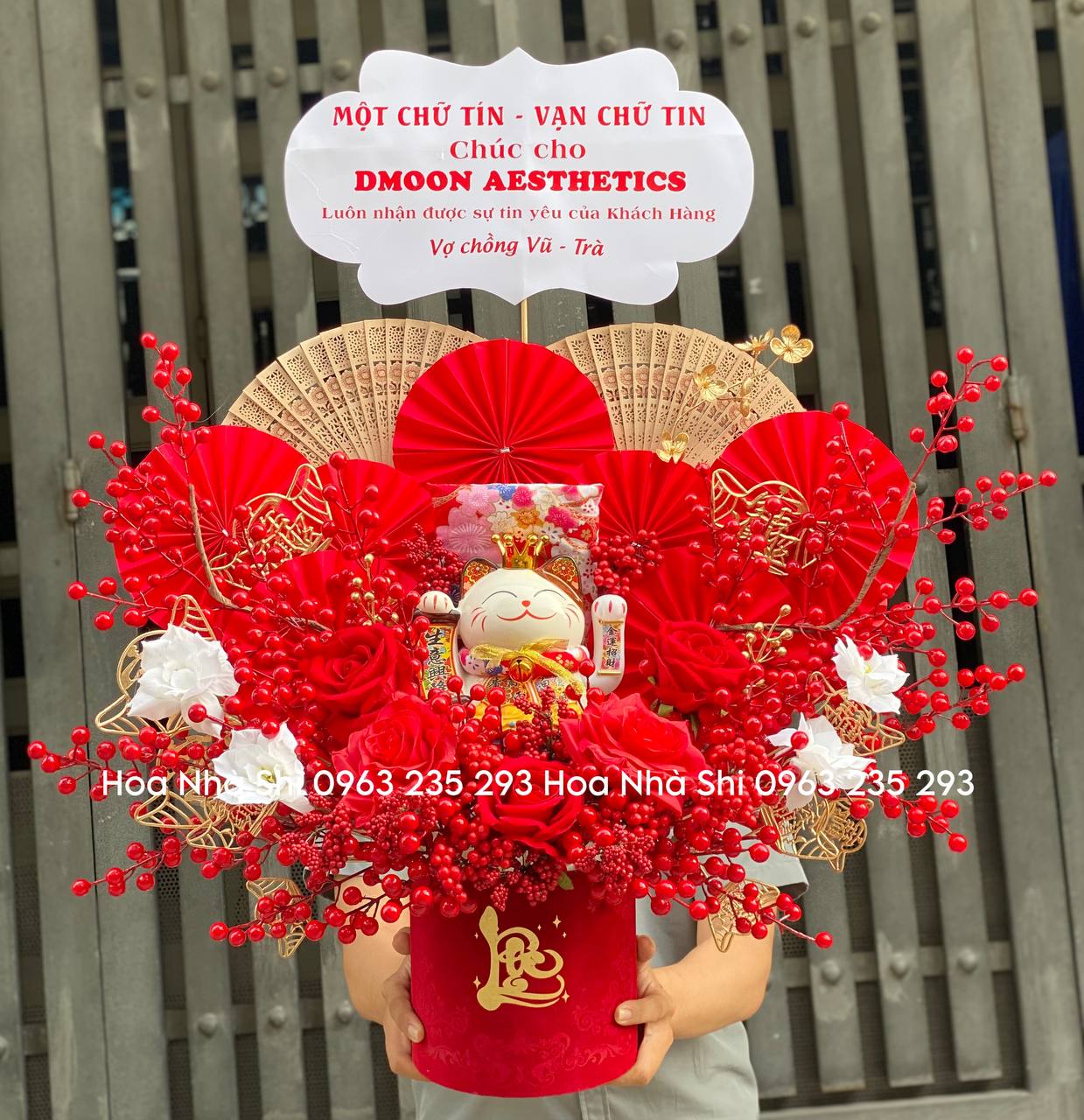 Lẵng Hoa Khai Trương Mèo Thần Tài - 271