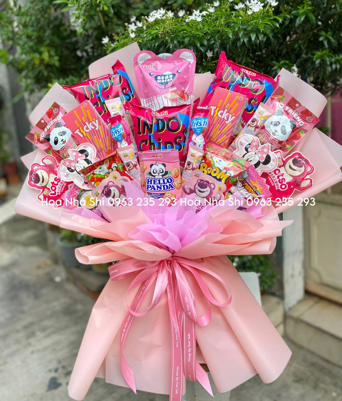 Bó Hoa Bánh Kẹo Sinh Nhật - Màu Xanh Hồng - 302