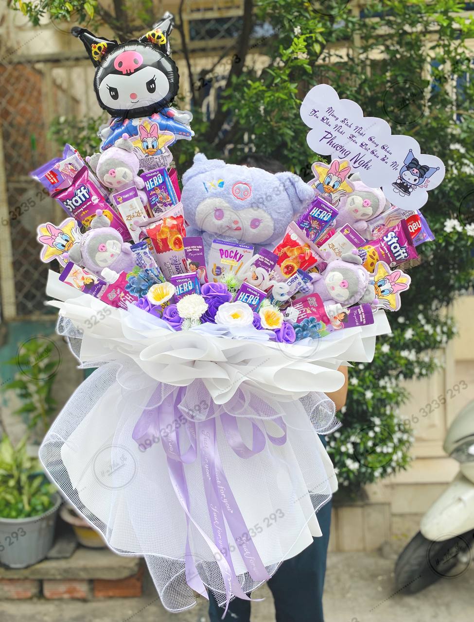 Bó Hoa Bánh Kẹo Sinh Nhật Kuromi - Tím - 314