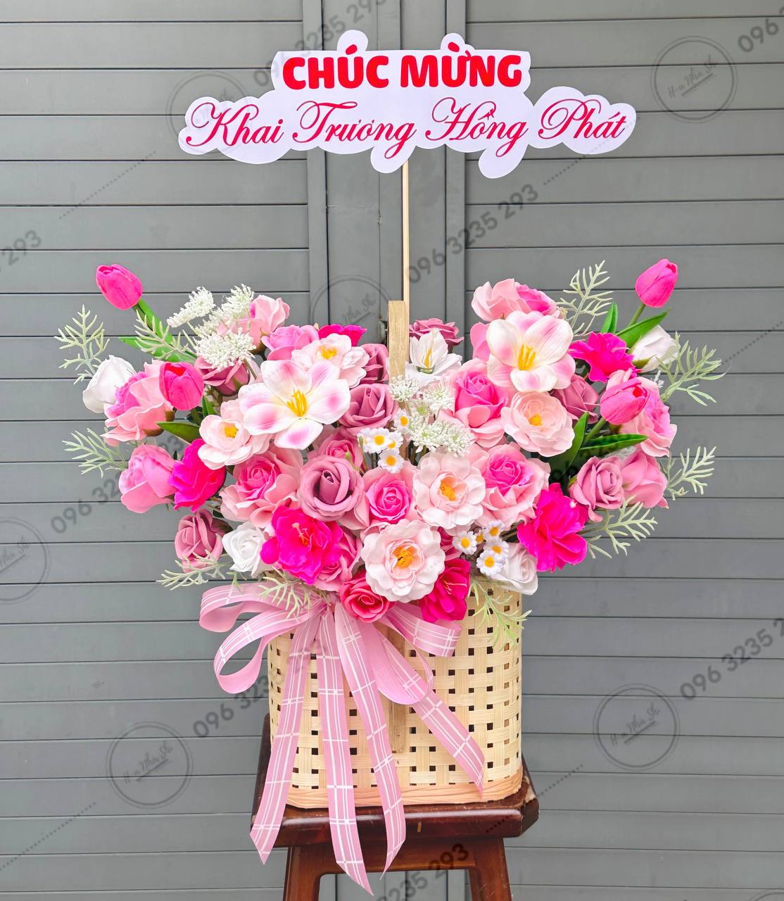 Giỏ Hoa Sáp Thơm Khai Trương - Hồng - 316