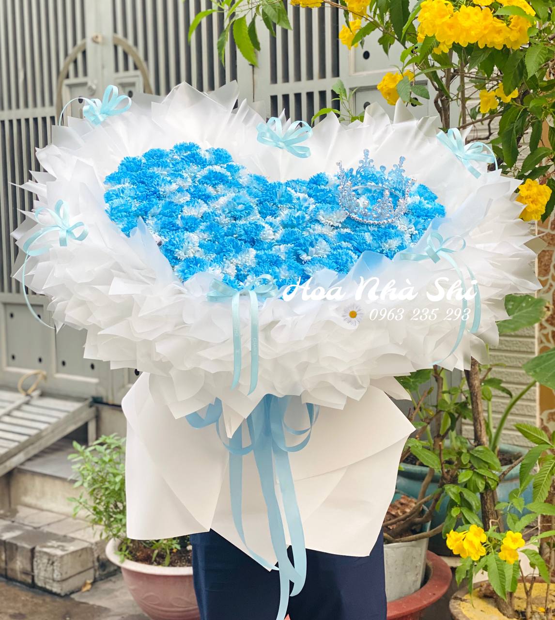 Bó Hoa Sáp Hình Trái Tim – Món Quà Tình Yêu Đầy Ý Nghĩa - Xanh Dương - 363