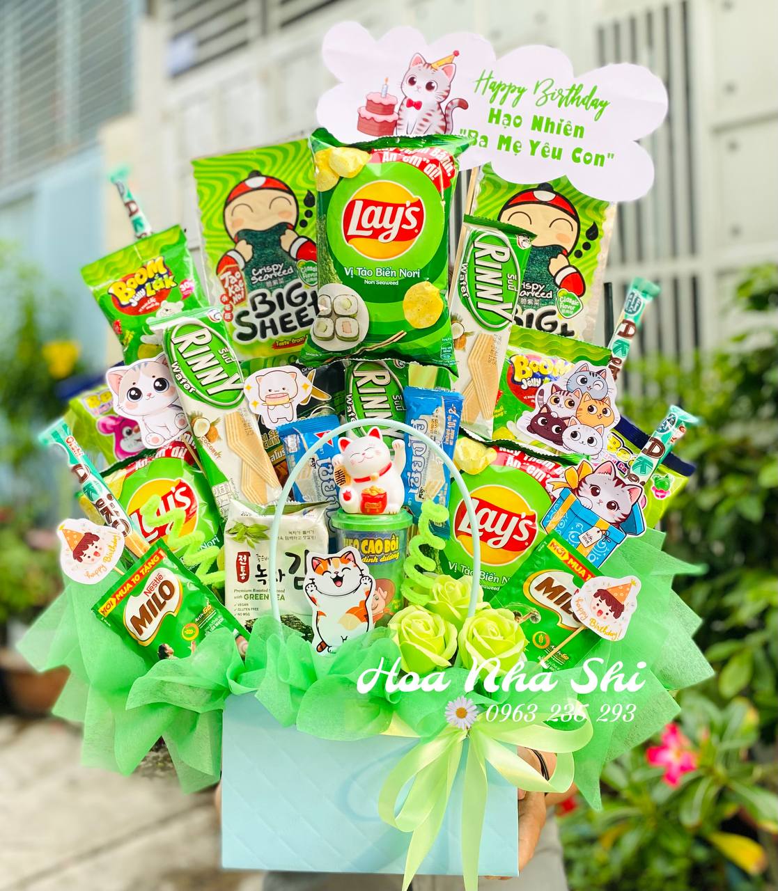 Hoa Bánh Kẹo Sinh Nhật Xanh Lá - 382