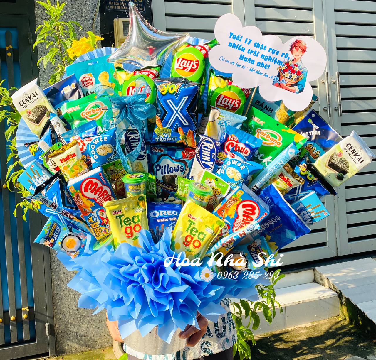 Hoa Bánh Kẹo Sinh Nhật - Xanh Dương - 385