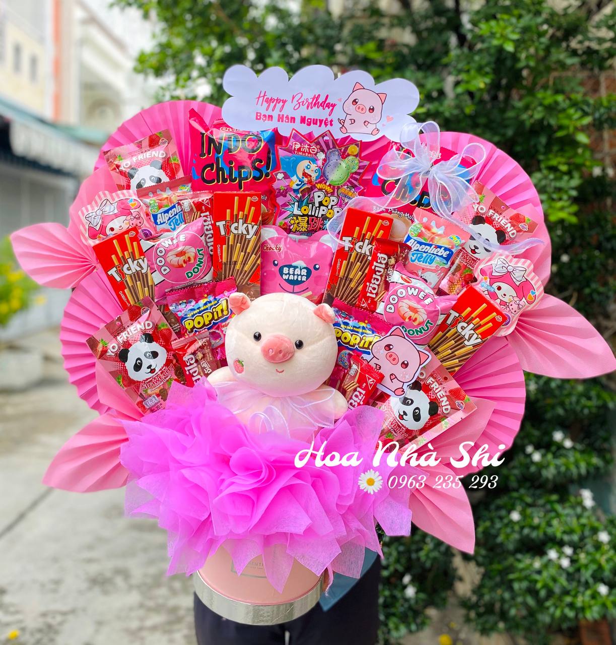 Hoa Bánh Kẹo Sinh Nhật Hồng - 390