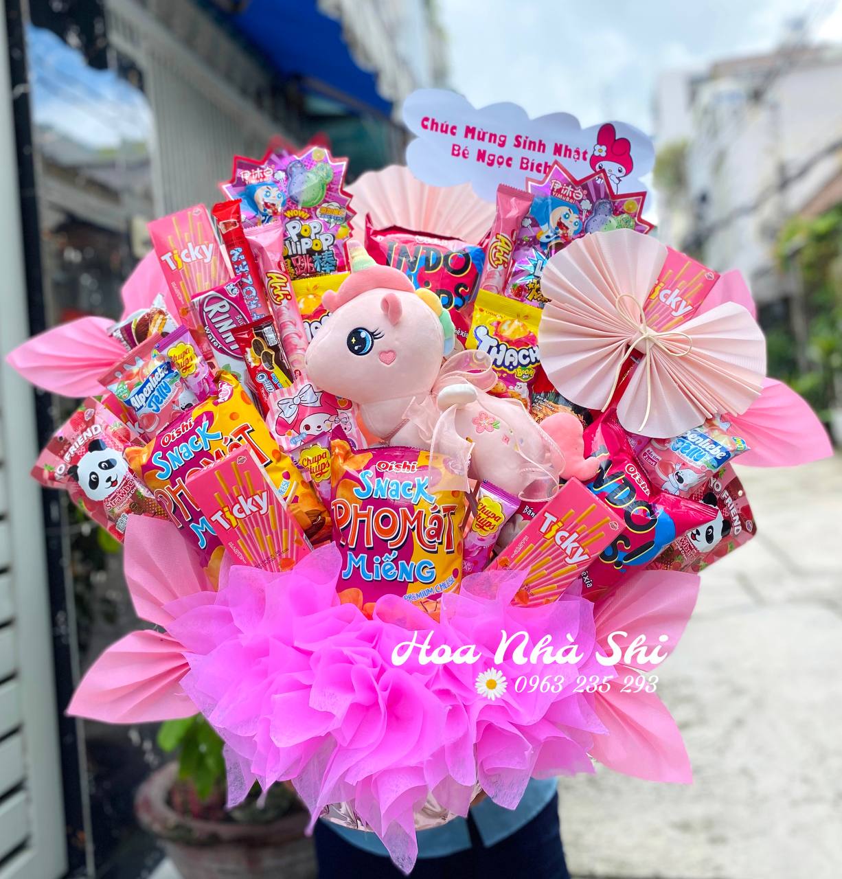 Hoa Bánh Kẹo Sinh Nhật - Hồng - 398